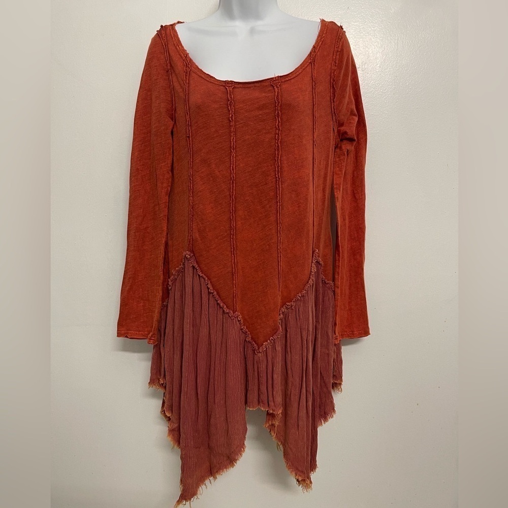 Olí & Hali Lagenlook Boho Tunic Top in Brick Orange Size Small​​​​​​